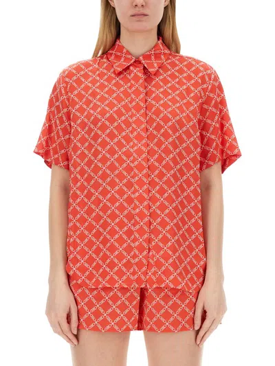 Shop Michael Kors Monogram Shirt In Red