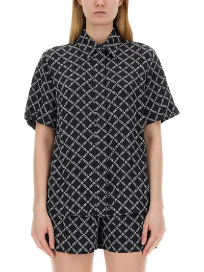 Shop Michael Kors Monogram Shirt In Black