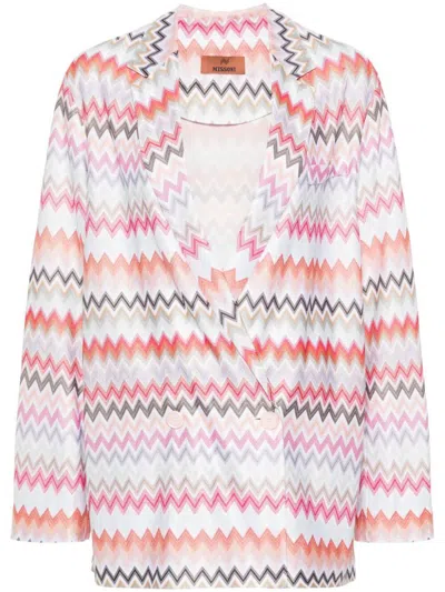 Shop Missoni Zigzag Double-breasted Blazer Clothing In Multicolour