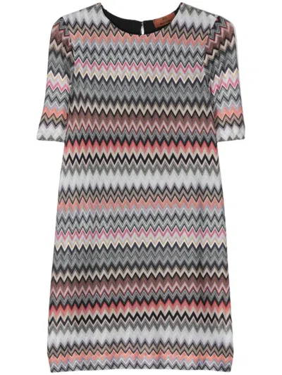 Shop Missoni Zigzag Dress Short Sleeves Clothing In Multicolour