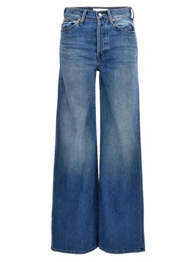 Shop Mother 'the Ditcher Roller Sneak' Jeans In Blue