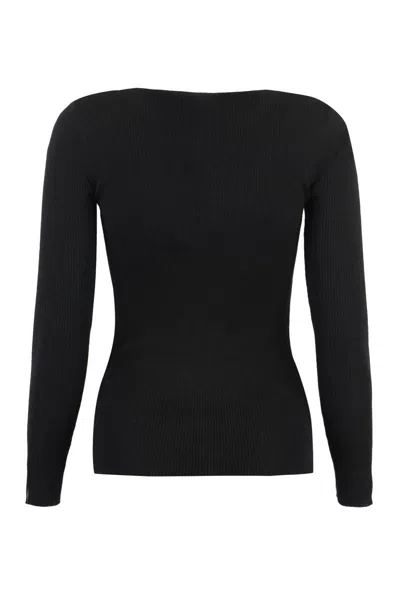 Shop P.a.r.o.s.h . Ribbed Knit Top In Black
