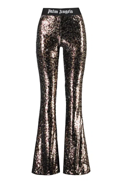 Shop Palm Angels Sequined Trousers In Animalier