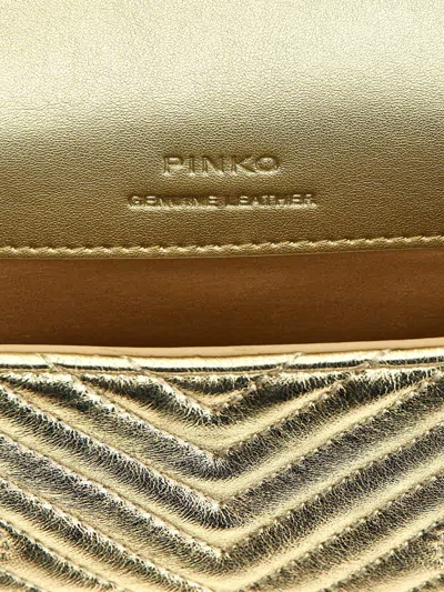 Shop Pinko 'micro Love Bag Click Metal Chevron' Crossbody Bag In Gold