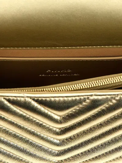 Shop Pinko 'mini Love Bag Click Metal Chevron' Crossbody Bag In Gold