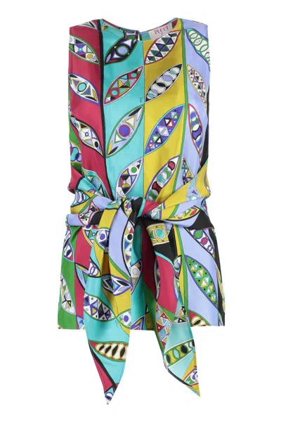 Shop Pucci Printed Silk Top In Multicolor