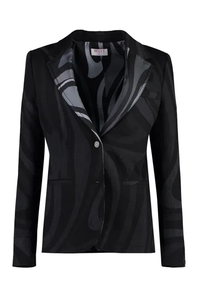 Shop Pucci Single-breasted Two-button Blazer In Multicolor