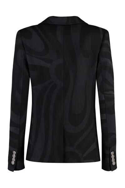 Shop Pucci Single-breasted Two-button Blazer In Multicolor