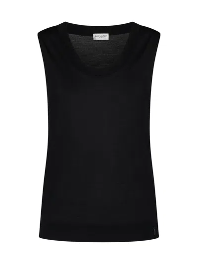 Shop Saint Laurent Top In Black