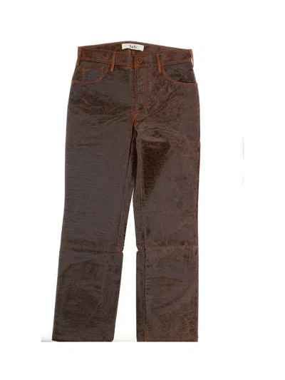 Shop Séfr Trousers In Coated Faux Brown