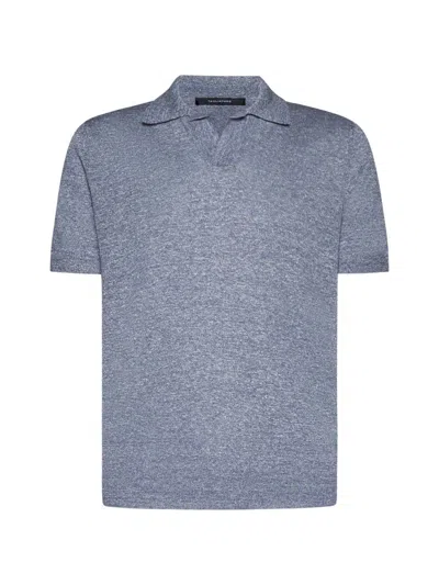 Shop Tagliatore T-shirts And Polos In Indaco Melange