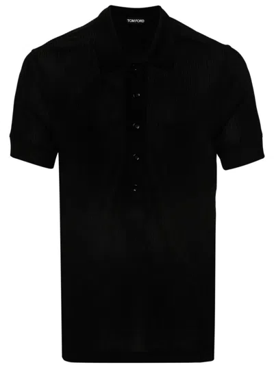 Shop Tom Ford Ribbed Polos. Clothing In Black