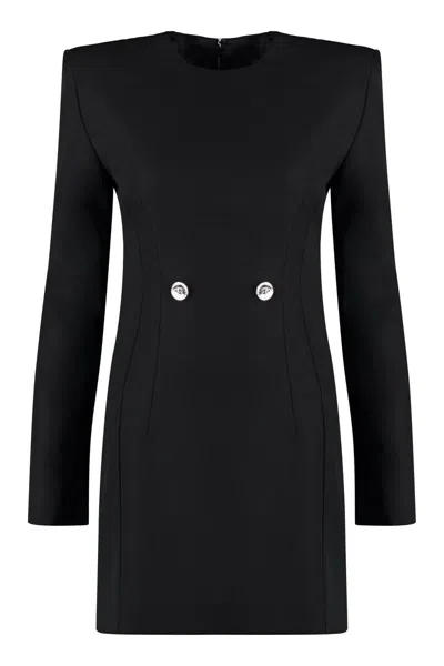 Shop Versace Virgin Wool Dress In Black