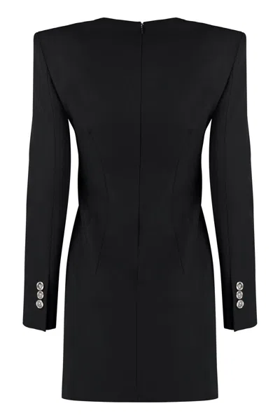 Shop Versace Virgin Wool Dress In Black