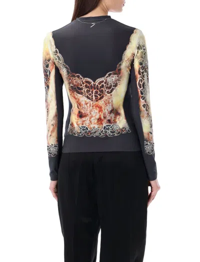 Shop Y/project Lace Print L/s Top In Black