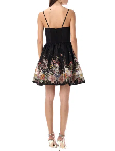Shop Zimmermann Natura Ruched Mini Dress In Black Wild Flower