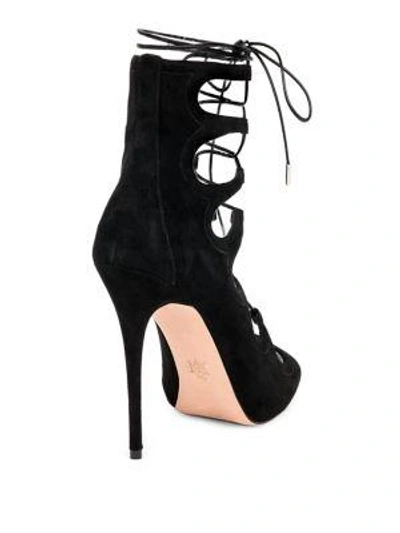 Shop Alexander Mcqueen Suede Platform Lace-up Sandals In Black