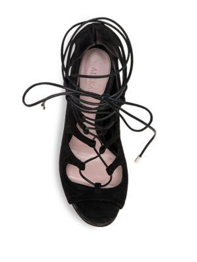 Shop Alexander Mcqueen Suede Platform Lace-up Sandals In Black