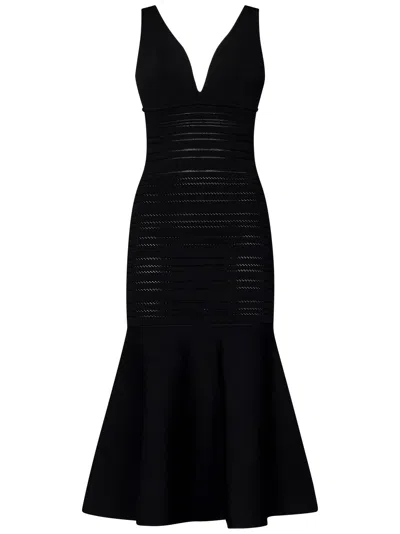 Shop Victoria Beckham Frame Detail Dress Midi Dress In Nero