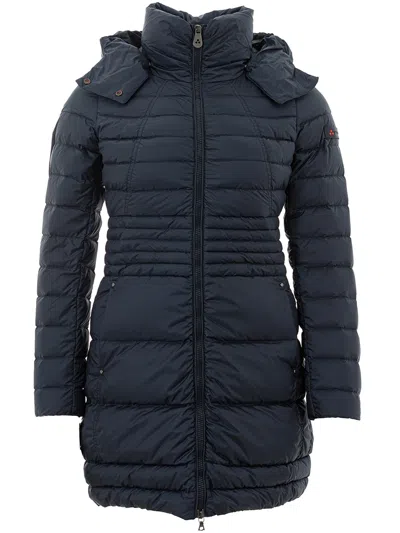 Shop Peuterey Blue Quilted Jacket With Hood