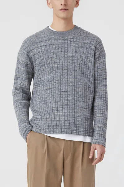 Shop Closed Crew Neck Ribbed Jumper In Ash Grey