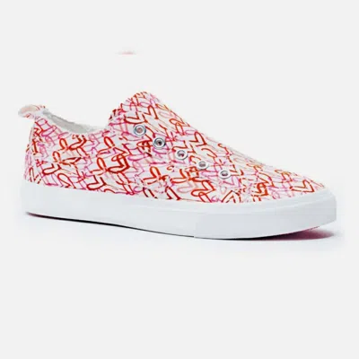 Shop Corkys Footwear Heart Babalu Slip On Sneaker In Pink And Red In White