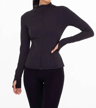 Shop Mono B Fleece Lined Slim Fit Active Jacket In Black In Blue