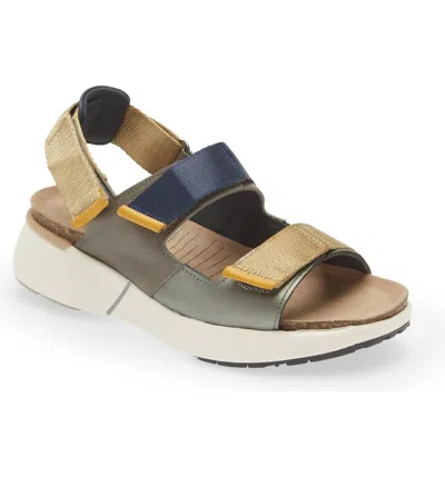 Shop Naot Odyssey Slingback Sandal In Gray Leather/marigold Navy Combo In Multi