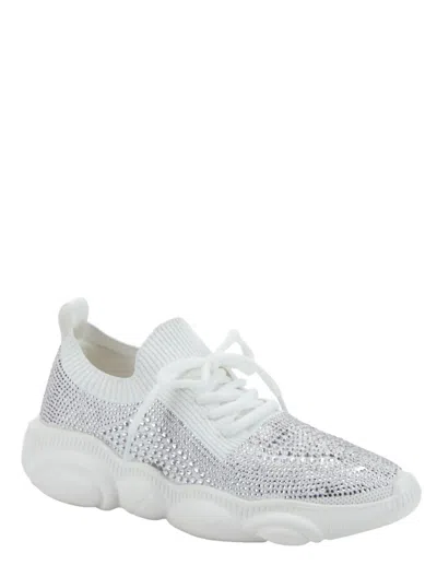 Shop Patrizia Cristinalla Sneaker In White Rhinestone In Multi