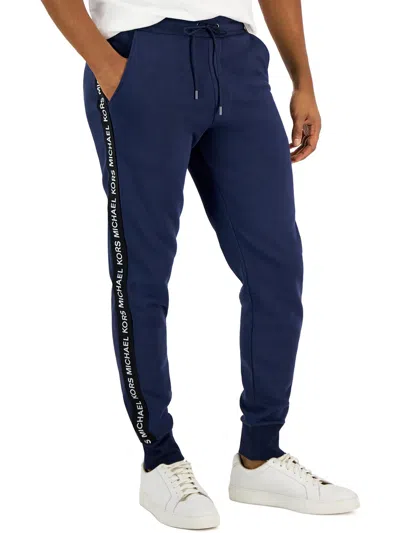 Shop Michael Kors Mens Fleece Logo Jogger Pants In Blue