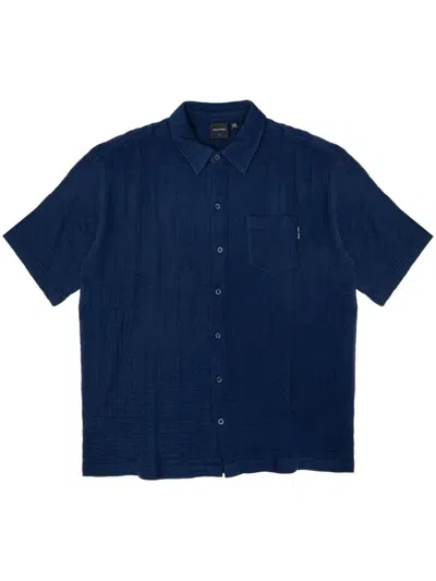 Shop Daily Paper Enzi Seersucker Short Sleeves Shirt Clothing In Blue