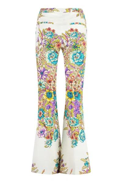 Shop Etro Stretch Cotton Trousers In Ivory