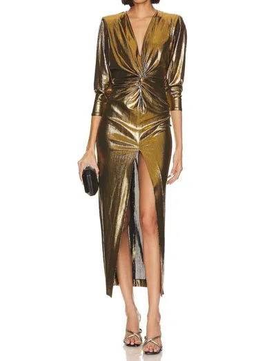 Shop Smythe Sharp Shoulder Twist Dress In Gold