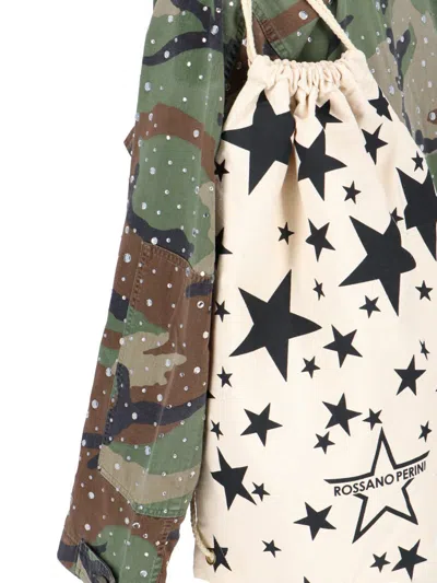 Rossano Prini Camouflage Crop Jacket In Brown And Green Cotton In Animal Print