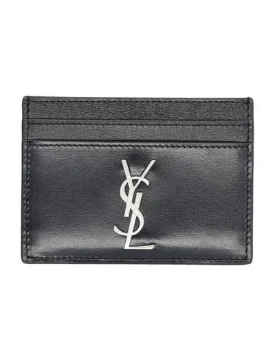 Shop Saint Laurent Cassandre Card Case In Black