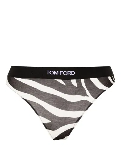 Shop Tom Ford Optical Zebra Printed Modal Signature Thong Clothing In Black