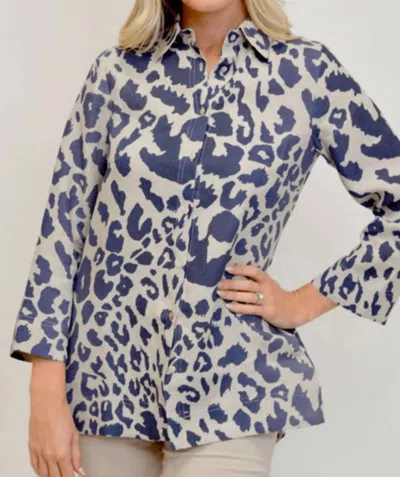 Shop Ilinen Classic Button Down Shirt In Leopard Navy In Multi