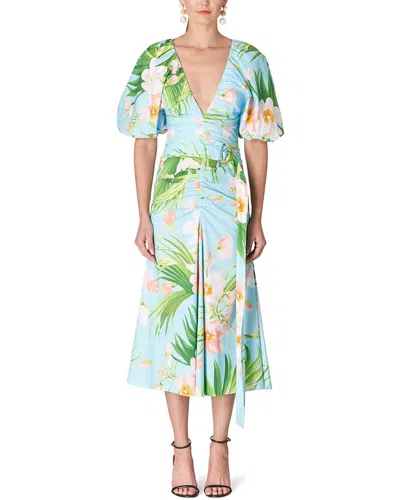 Shop Carolina Herrera Ruched Front Seam Dress In Multi