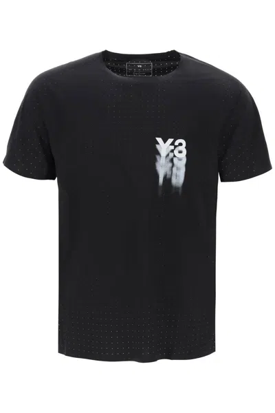 Shop Y-3 Short-sleeved Perforated Jersey T In Black