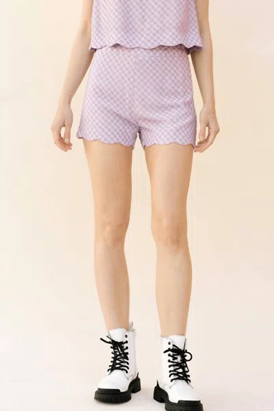 Shop Storia Women's Carly Checkered Shorts In Lilac In Blue