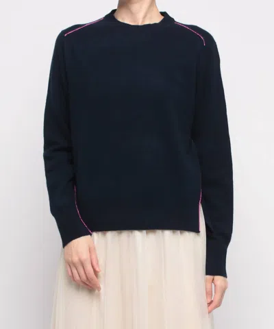 Shop Jumper1234 Contrast Linked Vee Sweater In Navy/hot Pink In Black