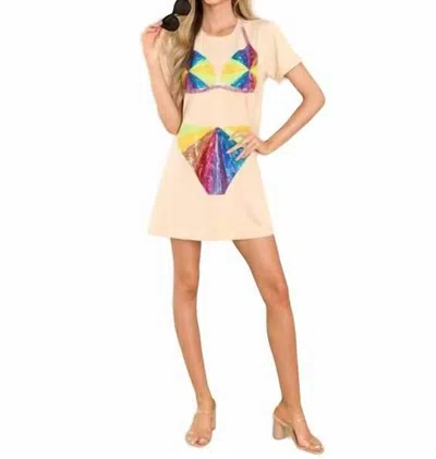 Shop Queen Of Sparkles Burst Bikini Coverup In Rainbow Tan In Brown