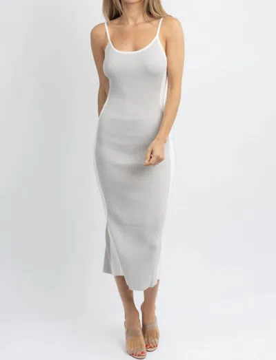 Shop Le Lis Whipped Knit Contrast Midi Dress In Grey + Ivory In White