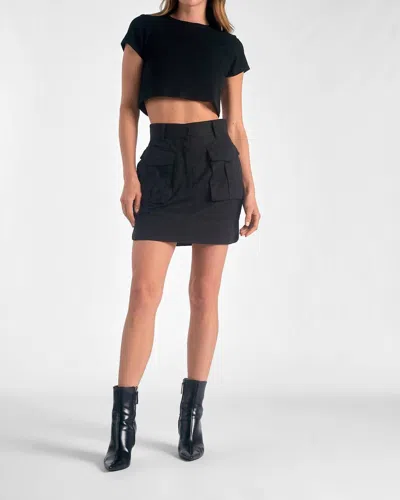 Elan Cargo Mini Skirt In Black In Black