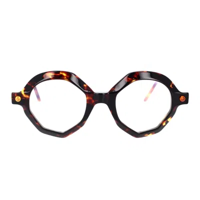 Kuboraum P18 Geometric-frame Glasses In Havana