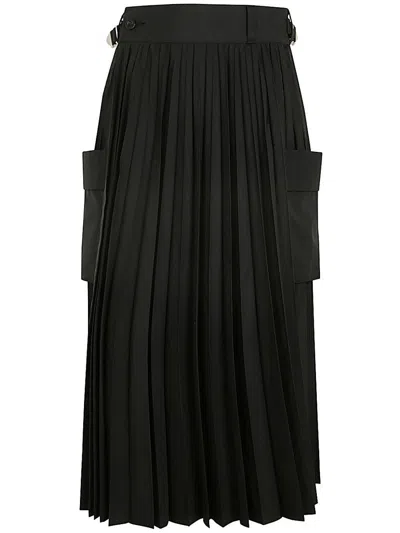 Shop Sacai Thomas Mason Cotton Poplin Skirt Clothing In Black