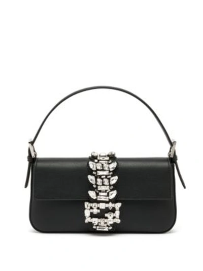 Shop Fendi Swarovski Crystal-embellished Baguette In Black