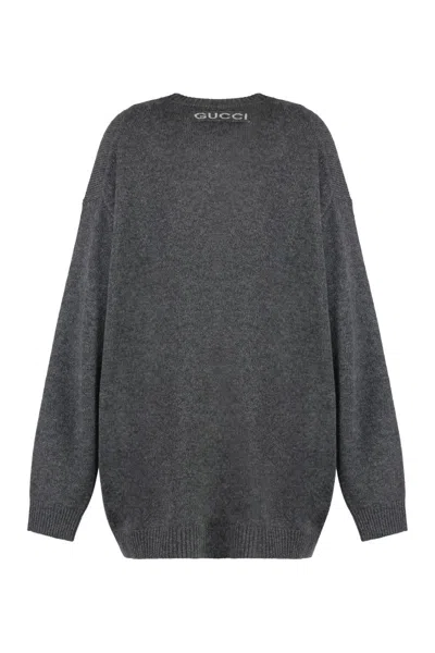Shop Gucci Cashmere Cardigan In Grey