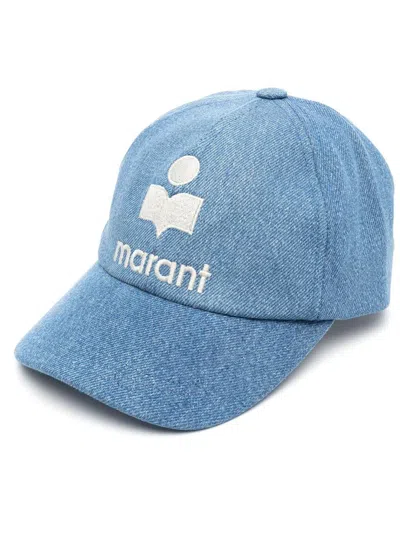 Shop Isabel Marant Denim Baseball Hat With Embroidery In Blue