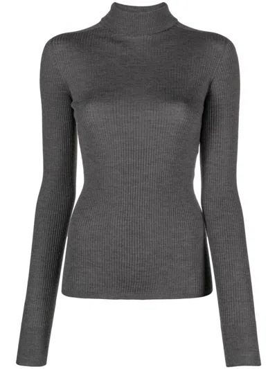 Shop Sportmax Wool Turtle-neck Sweater In Grey